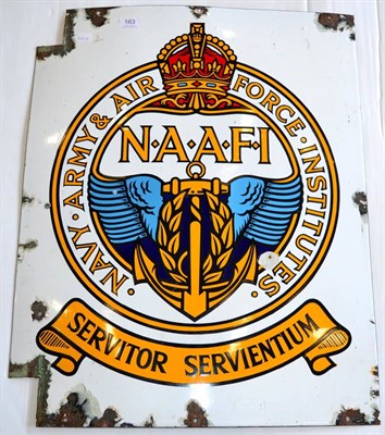 Lot 163 - A Second World War Navy, Army, Air Force Institutes Enamel Sign, of vertical rectangular form, 76cm