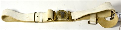 Lot 171 - A Victorian Pre-1881 Officer's Buff Leather Belt to 11th (North Devon Regiment), with white...