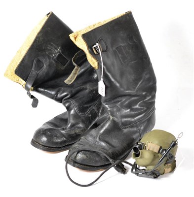 Lot 197 - A Pair of Second World War RAF Black Leather Boots, sheepskin lined, with single strap and...