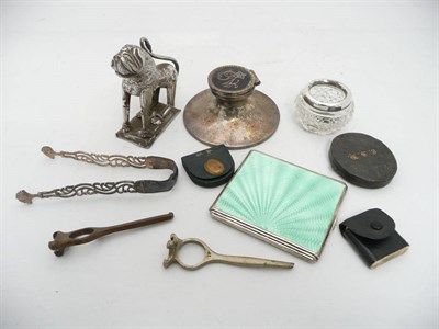 Lot 612 - A Silver Inkwell; Silver Tongs; and Sundry