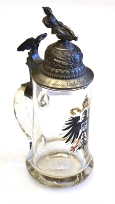 Lot 203 - An Imperial German Hand Blown Glass Presentation Beerstein, the cylindrical body with swollen base