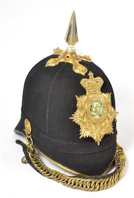 Lot 211 - A Victorian Officer's Spiked Blue Cloth Home Service Helmet, with later helmet plate, gilt...