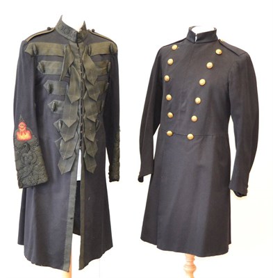 Lot 223 - An Edwardian Dragoon Officer's Undress Frock Coat, in black wool with stand-up collar, the...