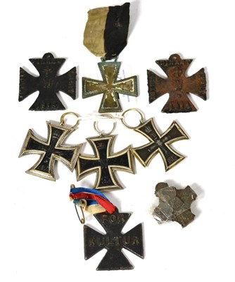 Lot 241 - Two Imperial German 1914 Iron Crosses, second class, with unmarked suspender rings, one with...