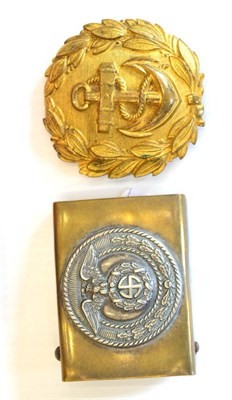 Lot 247 - A German Third Reich SA EM/NCO's Belt Buckle, of brass and white metal two piece construction,...