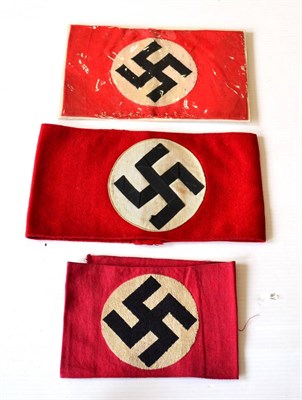 Lot 250 - A German Third Reich NSDAP Member's Armband, of three piece construction in red wool applied with a