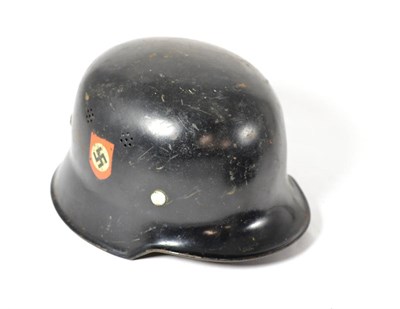 Lot 256 - A German Third Reich M34 Police Helmet, with double decals, with leather liner and chinstrap