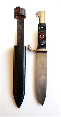 Lot 272 - A German Third Reich Hitler Youth Knife, one side of the steel blade etched Blut und Ehre!, the...