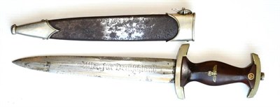 Lot 273 - A German Third Reich SA Dagger, the double edge steel blade etched Alles fur Deutschland, with...