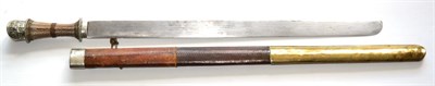 Lot 276 - A 19th Century Chinese Sword, with 60.5cm single edge broad steel blade, the waisted grip...