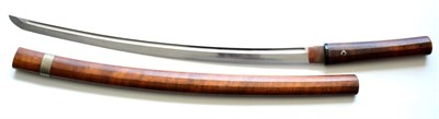 Lot 286 - A Japanese Shinshinto Wakizashi, the 60.5cm steel blade with a narrow fuller running along the...