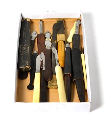 Lot 301 - A Collection of Fifteen Desk Knives (Erasers) by Sheffield Makers, four with rosewood handles, four