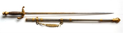 Lot 312 - An American Patriarchs Militant Fraternity Sword, the 71cm double edge steel blade etched with...