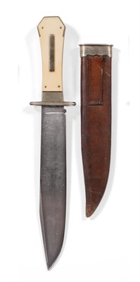 Lot 319 - A 19th Century Bowie Knife, with unmarked 23.5cm clip-point steel blade, the German silver hilt...