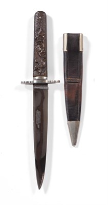 Lot 320 - An Edwardian Bowie Knife by Joseph Rodgers & Sons, Sheffield, the 18cm steel blade now silver...