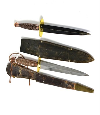 Lot 335 - Two Third Pattern Fighting Knives, each with machine forged steel blade, brass crossguard and...