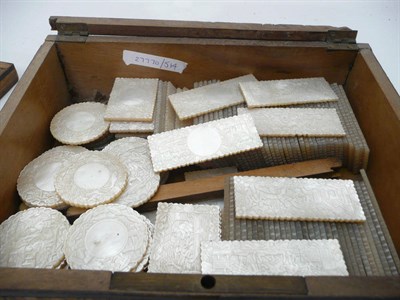 Lot 626 - A Collection of Chinese Mother of Pearl Gaming Counters, of circular, rectangular and oblong...