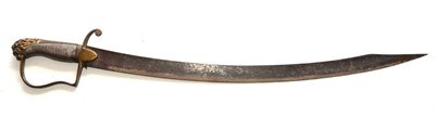 Lot 350 - An Early 19th Century Naval Hanger/Sword, with 61cm single edge fullered clip-point steel...