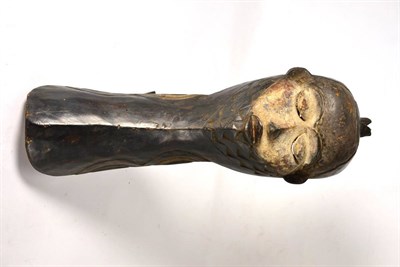 Lot 395 - A Pende Mbuya Type Forehead Mask, with topknot, domed forehead, the face with white...