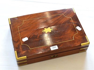 Lot 398 - A 19th Century Mahogany Pistol Case, of rectangular form, the hinged cover inlaid with brass...