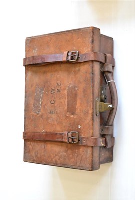 Lot 406 - A Stitched Leather Cartridge Case by Army & Navy C.S.L., the hinged cover embossed E.C.W.,...