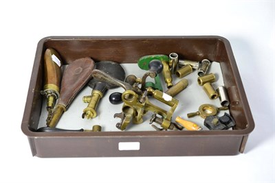 Lot 409 - A Collection of Shotgun Accessories, including a brass and steel 12 bore roll turnover tool, a...