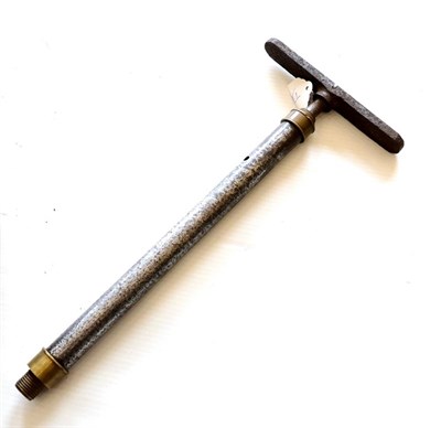 Lot 413 - A 19th Century Air Pump for a Walking Stick Air Gun, with iron T handle, the steel tube...