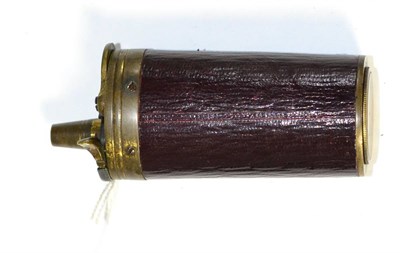 Lot 422 - A  19th Century Small Brass Combination Flask, with maroon morocco sleeve, external steel...