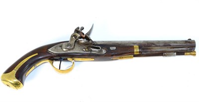 Lot 467 - An Indian Flintlock Service Pistol, made from component parts, the 25cm steel barrel with later...