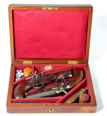 Lot 468 - A Pair of 19th Century Percussion Overcoat Pistols by Williamson, each with 10.5cm octagonal...