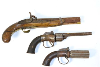 Lot 472 - A 19th Century Percussion Service Pistol, converted from a flintlock, the 23.5cm steel barrel...