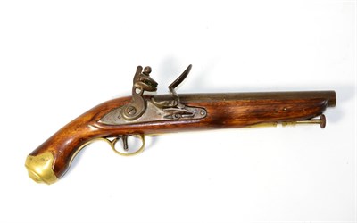 Lot 477 - A Continental Flintlock Dragoon Type Pistol, the 23cm steel barrel with indecipherable proof...