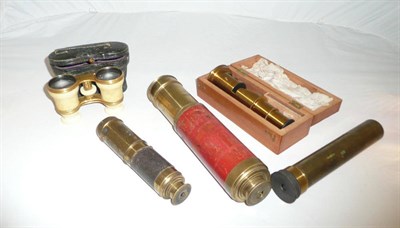 Lot 640 - Three Telescopes; Binoculars; and Microscope