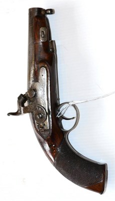 Lot 482 - A 19th Century Percussion Travelling Pistol by McDermot of Dublin, converted from a flintlock,...