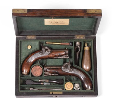 Lot 484 - A Rare, Possibly Unique Pair of ";Handed"; Percussion Travelling Pistols by Rigby of Dublin,...