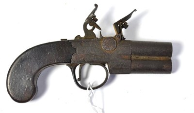 Lot 491 - A Late 18th Century Flintlock Tap Action Over and Under Double Barrel Pocket Pistol by Thomas Jones