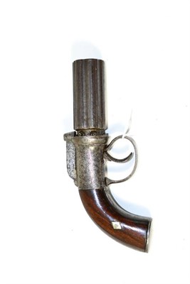 Lot 492 - A 19th Century Six Shot Pepperbox Revolver, the 7.5cm cylinder with Birmingham proof marks, the bar