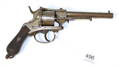 Lot 496 - A 19th Century Pinfire Six Shot Revolver, the 14cm sighted barrel and cylinder with Birmingham...