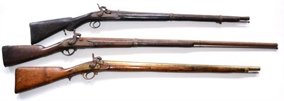 Lot 520 - A 19th Century Swedish Percussion Musket, with 80cm steel barrel, back action, walnut full...