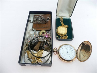 Lot 644 - A Gold Plated Pocket Watch; A Rotary Watch; A Silver Menu Holder; Costume Jewellery etc