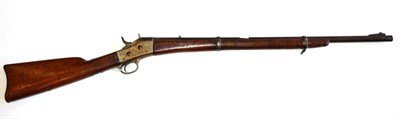 Lot 525 - A Swedish Rolling Block Rifle by Carl Gustav, the 72cm steel barrel with blade and ramp...