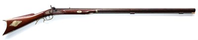 Lot 529 - A 19th Century American Percussion Kentucky Rifle, the 100cm octagonal browned steel barrel...