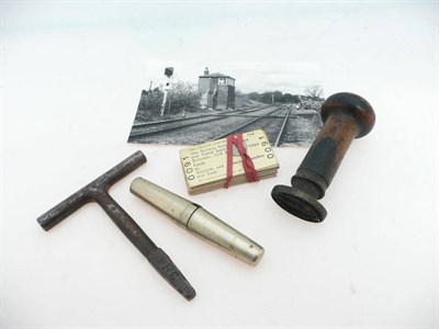 Lot 646 - A Black and White Photograph of Horrocksfield Juntion; A Metal Railway Key, stamped F.R.C....