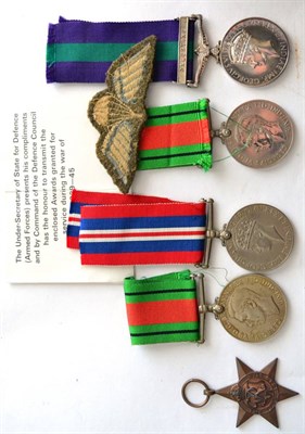 Lot 23 - A Second World War Group of Four, comprising QEII General Service Medal with Palestine clasp,...