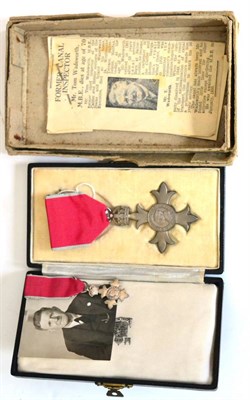 Lot 25 - An MBE (Civil), awarded to Mr Tom Wadsworth, former Inspector of the Calder and Hebble sections...