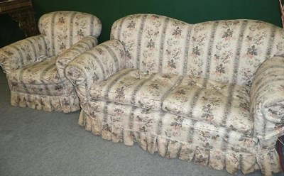 Lot 649 - A Late Victorian Two-Piece Suite and Another Chair, with matching floral loose covers (pictured...