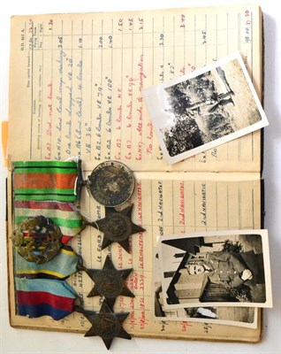 Lot 39 - A Second World War Group of 128 Squadron RAF Medals and Log Book, to Mosquito Fighter Observer...