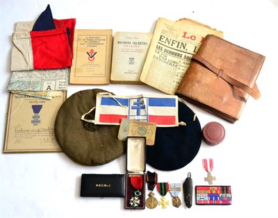 Lot 40 - A Second World War Group of Five Medals and Effects to French Special Operations Executive...