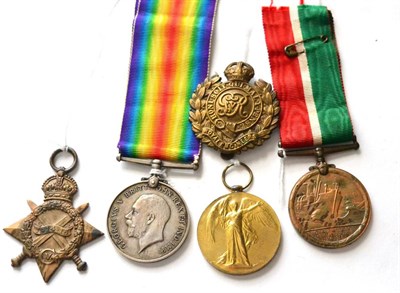 Lot 44 - A First World War Naval Group of Four Medals, awarded to E.S. 3805, R.THOMPSON, ENGN. R.N.R.,...