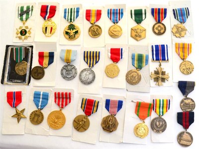 Lot 48 - A Collection of Twenty Five Assorted US Medals, including Coastguard, Faithful Service Texas...